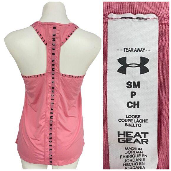 Under Armour Tank Top Womens Small Pink Loose Coupe Lache Athleisure Gym Run - Picture 1 of 10